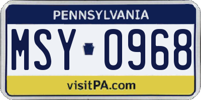 PA license plate MSY0968