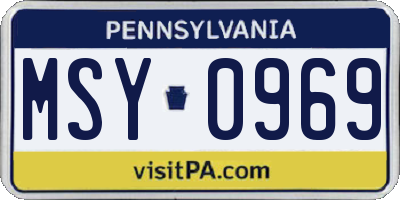 PA license plate MSY0969