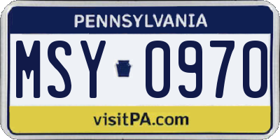 PA license plate MSY0970