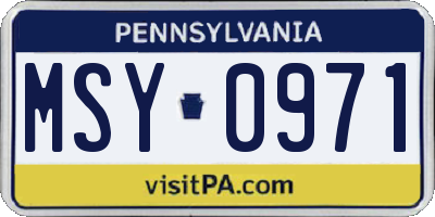 PA license plate MSY0971