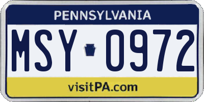 PA license plate MSY0972