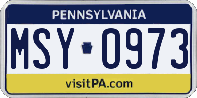 PA license plate MSY0973