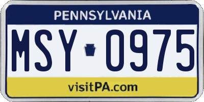 PA license plate MSY0975