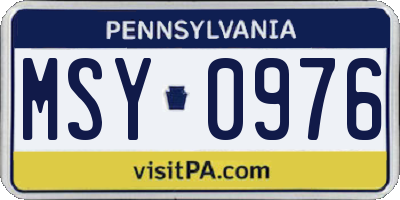 PA license plate MSY0976