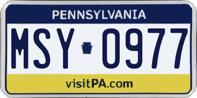 PA license plate MSY0977