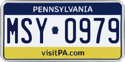 PA license plate MSY0979