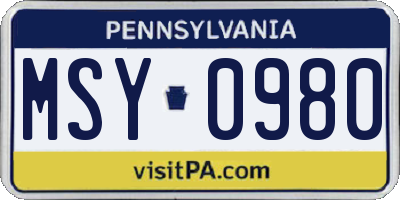 PA license plate MSY0980