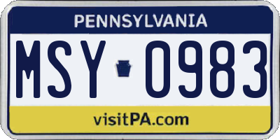 PA license plate MSY0983