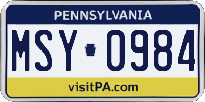 PA license plate MSY0984