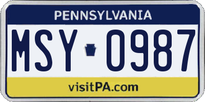 PA license plate MSY0987