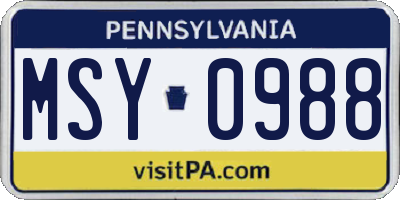 PA license plate MSY0988