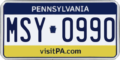 PA license plate MSY0990