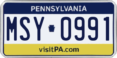 PA license plate MSY0991