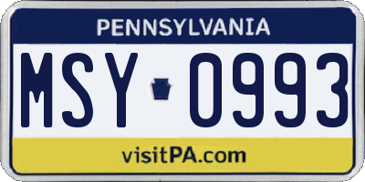PA license plate MSY0993