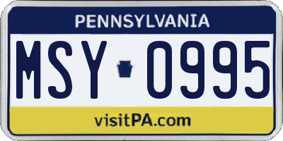 PA license plate MSY0995