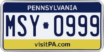 PA license plate MSY0999