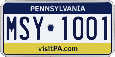 PA license plate MSY1001