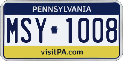 PA license plate MSY1008