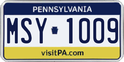 PA license plate MSY1009