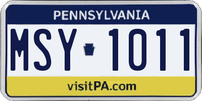 PA license plate MSY1011