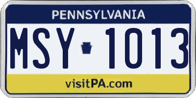 PA license plate MSY1013