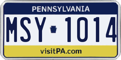 PA license plate MSY1014