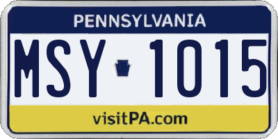 PA license plate MSY1015
