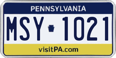 PA license plate MSY1021