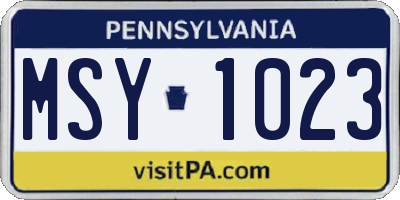 PA license plate MSY1023