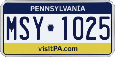 PA license plate MSY1025
