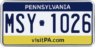 PA license plate MSY1026