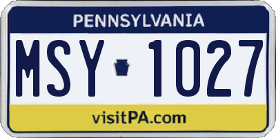 PA license plate MSY1027