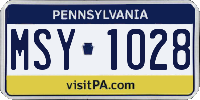 PA license plate MSY1028