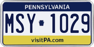 PA license plate MSY1029