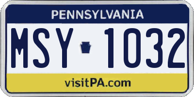 PA license plate MSY1032