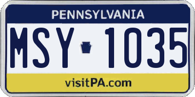PA license plate MSY1035
