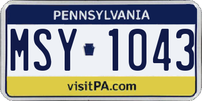 PA license plate MSY1043