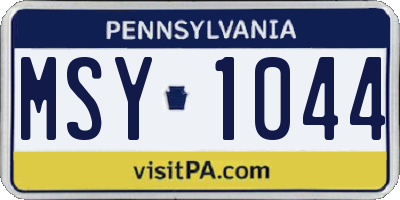 PA license plate MSY1044