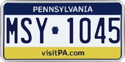 PA license plate MSY1045