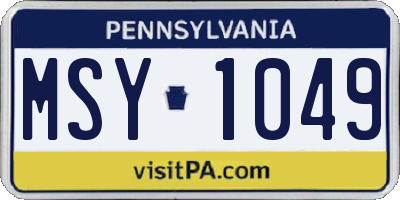 PA license plate MSY1049
