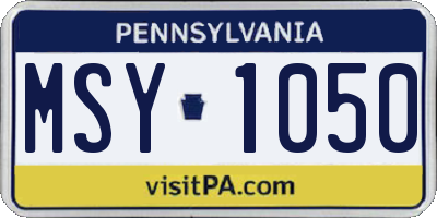 PA license plate MSY1050