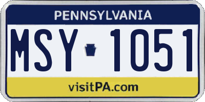 PA license plate MSY1051