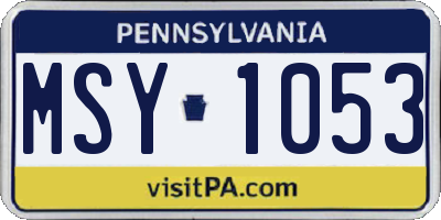 PA license plate MSY1053