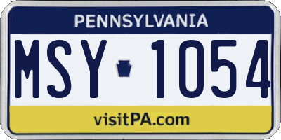 PA license plate MSY1054