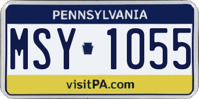 PA license plate MSY1055