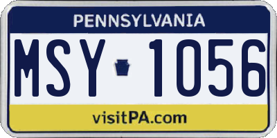 PA license plate MSY1056