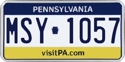 PA license plate MSY1057