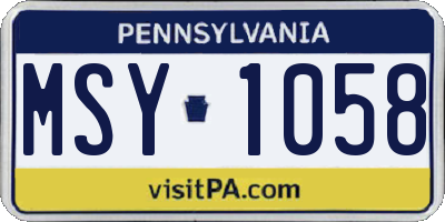 PA license plate MSY1058