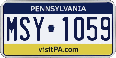 PA license plate MSY1059
