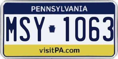 PA license plate MSY1063